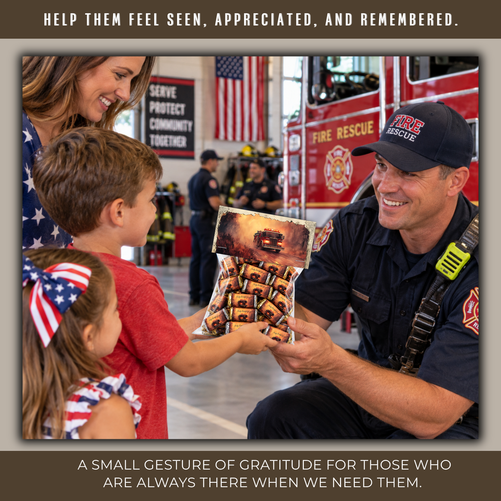 Firefighter Thank You Treats | Printable Mini Candy Bar Wrappers for Fire Department Appreciation
