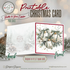 Printable Christmas Card | Sage Green Bows & Ivory Ornaments | White Winter Florals | Elegant Watercolor Square Holiday Greeting Card