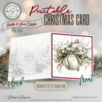 Printable Christmas Card | Sage Green Bow Ornament & White Magnolia Florals | Elegant Watercolor Square Holiday Greeting Card