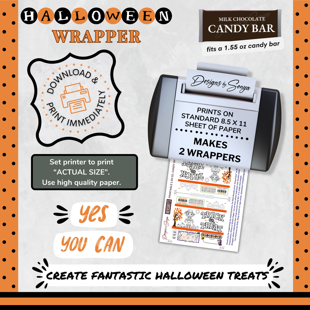 Classroom Activity for Teachers | Halloween Digital Coloring Candy Bar Wrapper | Instant Download Printable for Trick-or-Treat Party Favors