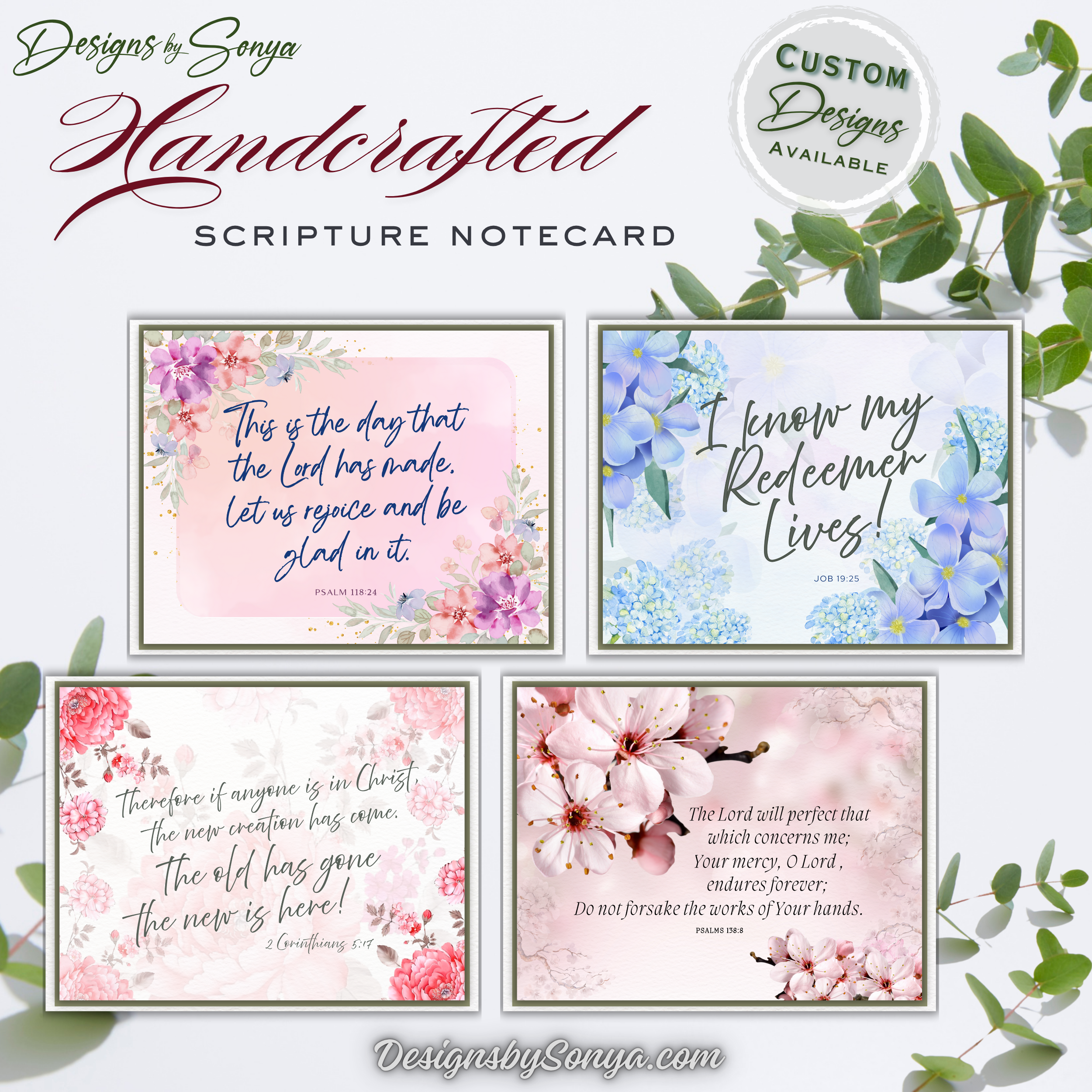 Handcrafted Christian Notecard – Blush Cherry Blossom Card – Mark 5:36 “Just Believe” – A2 Blank Scripture Encouragement Card – Faith Stationery