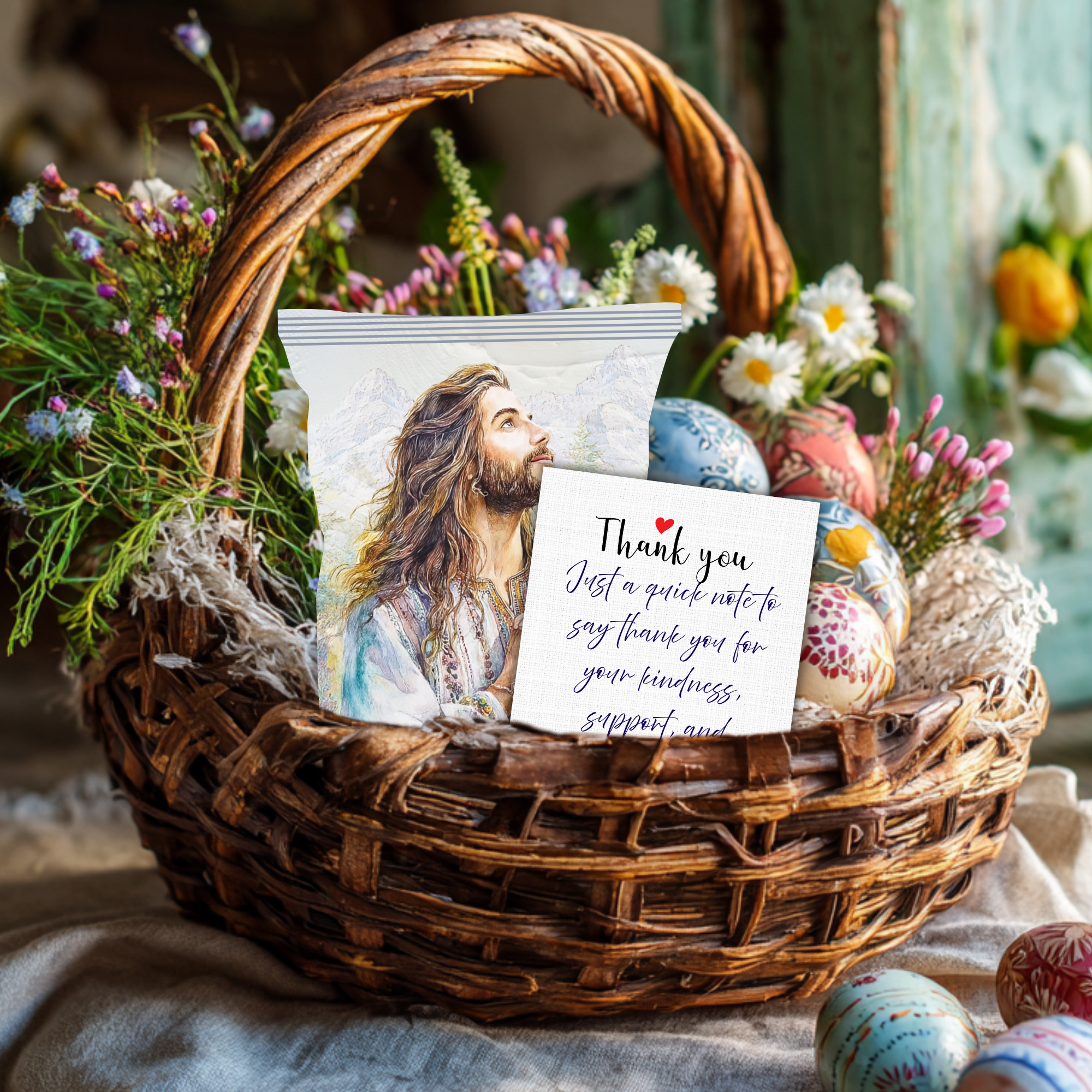 Jesus Prayer Printable Chip Bag Wrapper – Christian Easter Basket Treat, Faith Gift Party Favor, Religious Snack Wrap