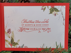 Merry Christmas Holly Card – Handmade A2 Holiday Greeting with Red Gems & Cutout Design – Limited Edition 5.5"x4.25" Card