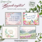 Handcrafted Scripture Notecard, Proverbs 3:5-6 – Floral A2 Christian Card, “Trust in the Lord” - Blank Encouragement Note, Faith Stationery