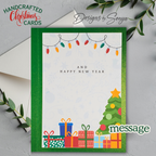 Handcrafted Merry Christmas Tree Card with Ribbon Bow | A7 Holiday Greeting Card | Limited Edition Handmade Christmas Card