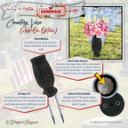 Black Cemetery Vase with Dual Metal Stakes – Weather-Ready Graveside Flower Holder – Stable Weighted Design for Memorials & Headstones (Add-On Option)