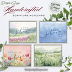 Handcrafted Christian Notecard – Blush Cherry Blossom Card – Mark 5:36 “Just Believe” – A2 Blank Scripture Encouragement Card – Faith Stationery