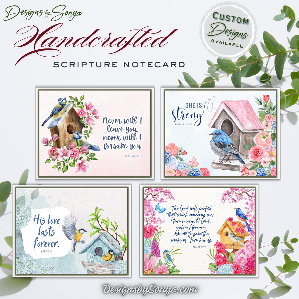 Handcrafted Christian Notecard – Blush Cherry Blossom Card – Mark 5:36 “Just Believe” – A2 Blank Scripture Encouragement Card – Faith Stationery
