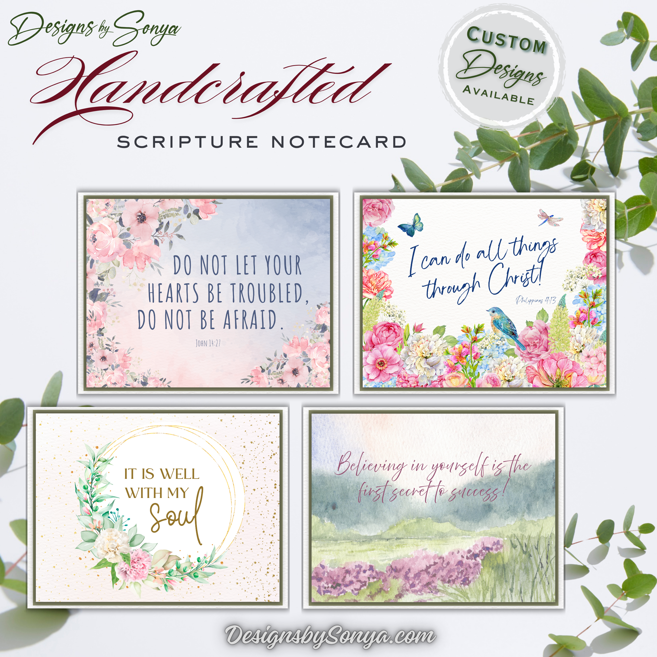 Handcrafted Scripture Notecard – Watercolor Landscape A2 Card – Mark 5:36 “Just Believe” – Blank Christian Encouragement Card – Faith Stationery