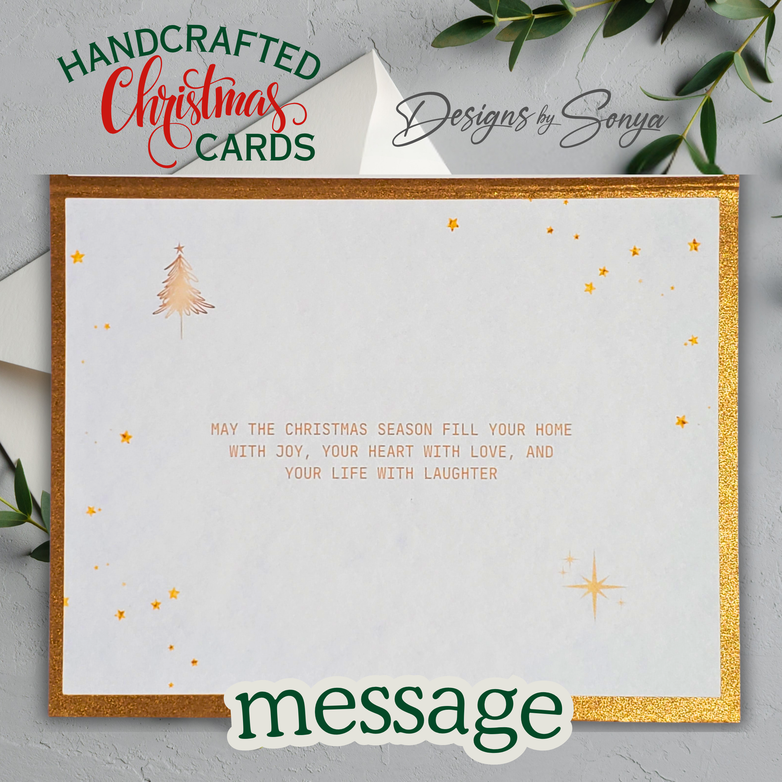 Merry Christmas Ornament Card – Handmade A2 Holiday Greeting in Red & Green with Script Font and Festive Backing – 5.5"x4.25" Card