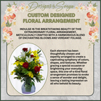 Floral Arrangement with Description Text
Elegant outdoor memorial flower arrangement with roses, lilies, orchids, ferns, and ficus leaves, thoughtfully crafted for cemetery tributes.