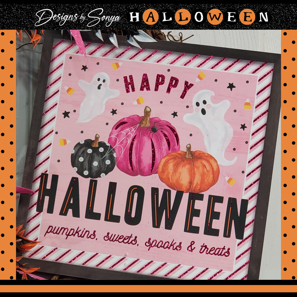 Whimsical Halloween Door Grapevine Wreath | Fun Ghost & Pumpkin Decor | Front Door Wreath | Spooky Entryway Decoration | Pink Door Hanger