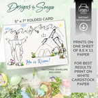 Custom 5 x 7 Printable He is Risen Easter DIY Kid Coloring Greeting Card w/Envelope - Classroom Activity - Instant Download - Print at Home