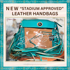 Azura Clear Crossbody Bag by Myra in Teal | Stadium Approved Western Leather Handbag with Fringe, Adjustable Strap, and Concho Detailing