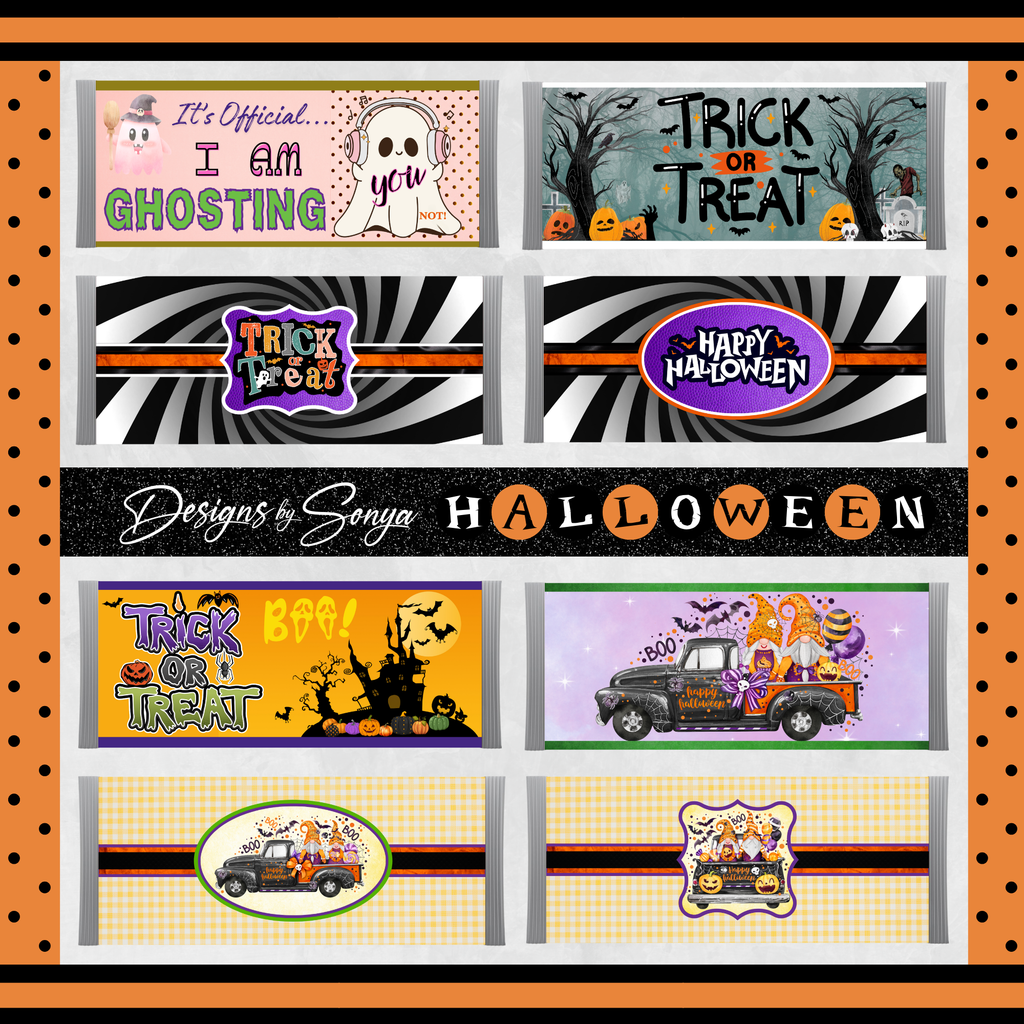 Custom Halloween Digital Candy Bar Wrapper | Printable Candy Bar Covers | Instant Download for Trick-or-Treat Party Favors | Fits 1.55 oz Hershey's Chocolate Bar