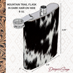 Mountain Trail Flask in Dark Hair-on Hide | Unique Natural Markings | Black and White | Myra Bags | S-8476