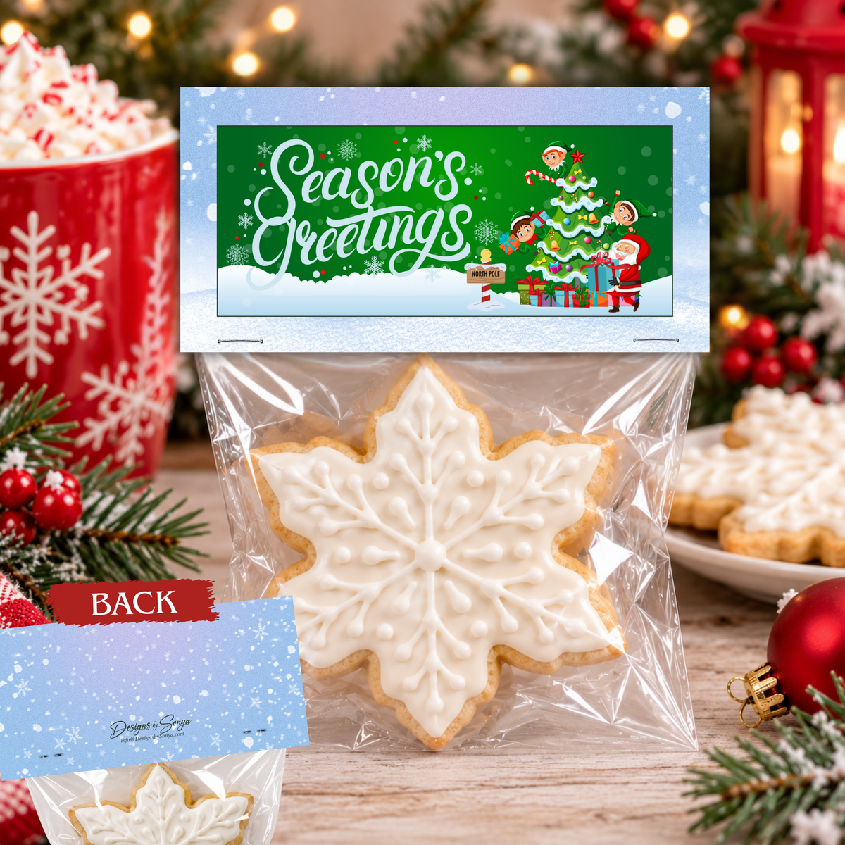 Printable Christmas Treat Bag Topper Collection | 4 Santa & Snowman Holiday Designs | Christmas Candy Bag Toppers for Classroom Parties | 4" x 2" PDF Download