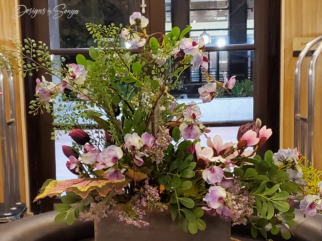 Lifelike | Exquisite | Asymmetrical | Large Flower Arrangement | Magenta Tulips, Pink Magnolias, Purple Sweet Peas | Unique Mothers Day Gift