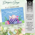 Sleepy Bunny Happy Easter | Custom Designed | 5x7 Printable Greeting Card | Includes Matching Envelope | Instant Download | Print from Home