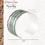 Mesa Heritage Etched Metal Cuff Southwestern Tribal Bracelet | Silver, Turquoise and Black | Myra Bags | S-8280