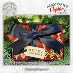 Merry Christmas Card with Leopard & Red Glitter | Handcrafted Holiday Card with Bow | Unique A7 Keepsake for Gift-Giving