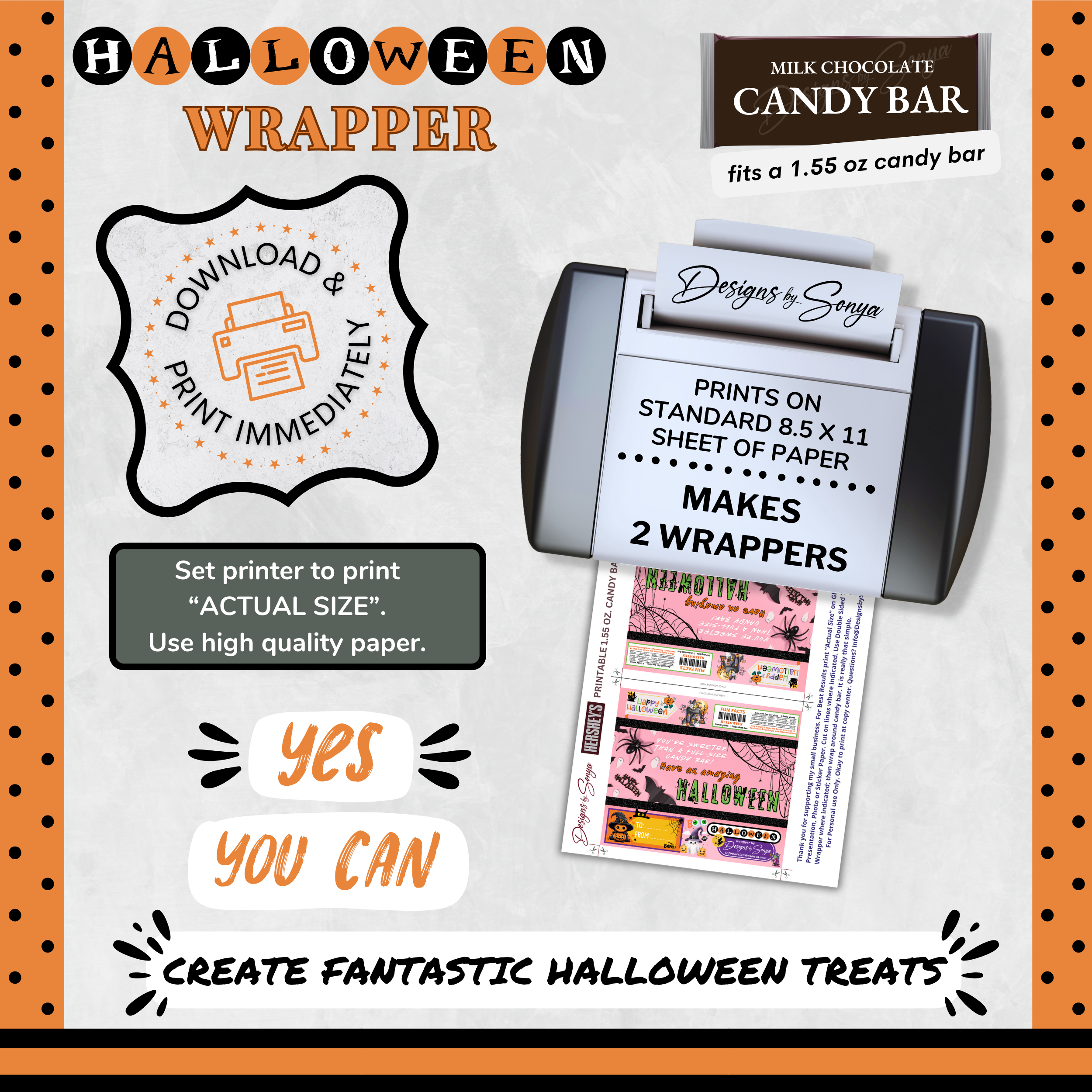 Sweeter Than Candy Halloween Chocolate Bar Wrapper | Cute Ghost & Spider Web Design | Printable Party Favor for Kids and Adults