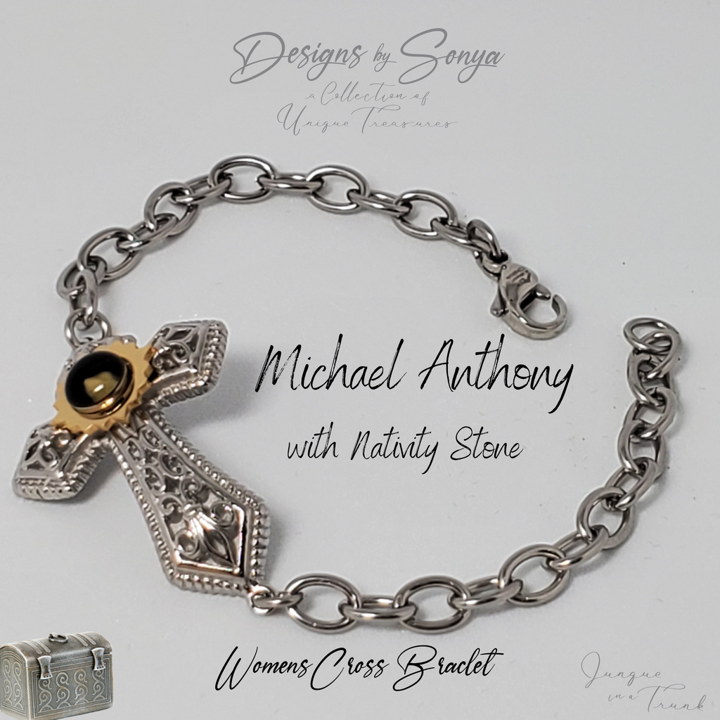 Rare | Nativity Stone Cross | Stainless Steel Bracelet | Certificate of Authenticity | New in Box | Mother's Day Gift | Limited Edition