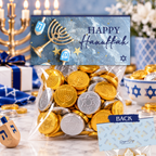 Printable Hanukkah Treat Bag Topper | Happy Hanukkah Candy Bag Topper | Menorah & Dreidel Design | Jewish Holiday Party Favors | 4 x 2 PDF
