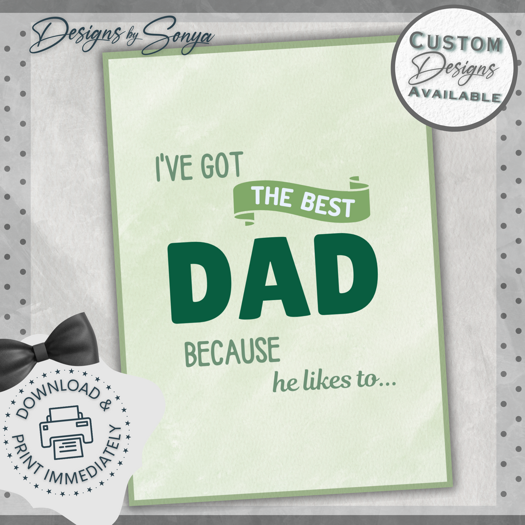 Father's Day | Simple | Unique | Custom Designed | Printable Greeting Card | Matching Envelope Included | Instant Download | Print at Home