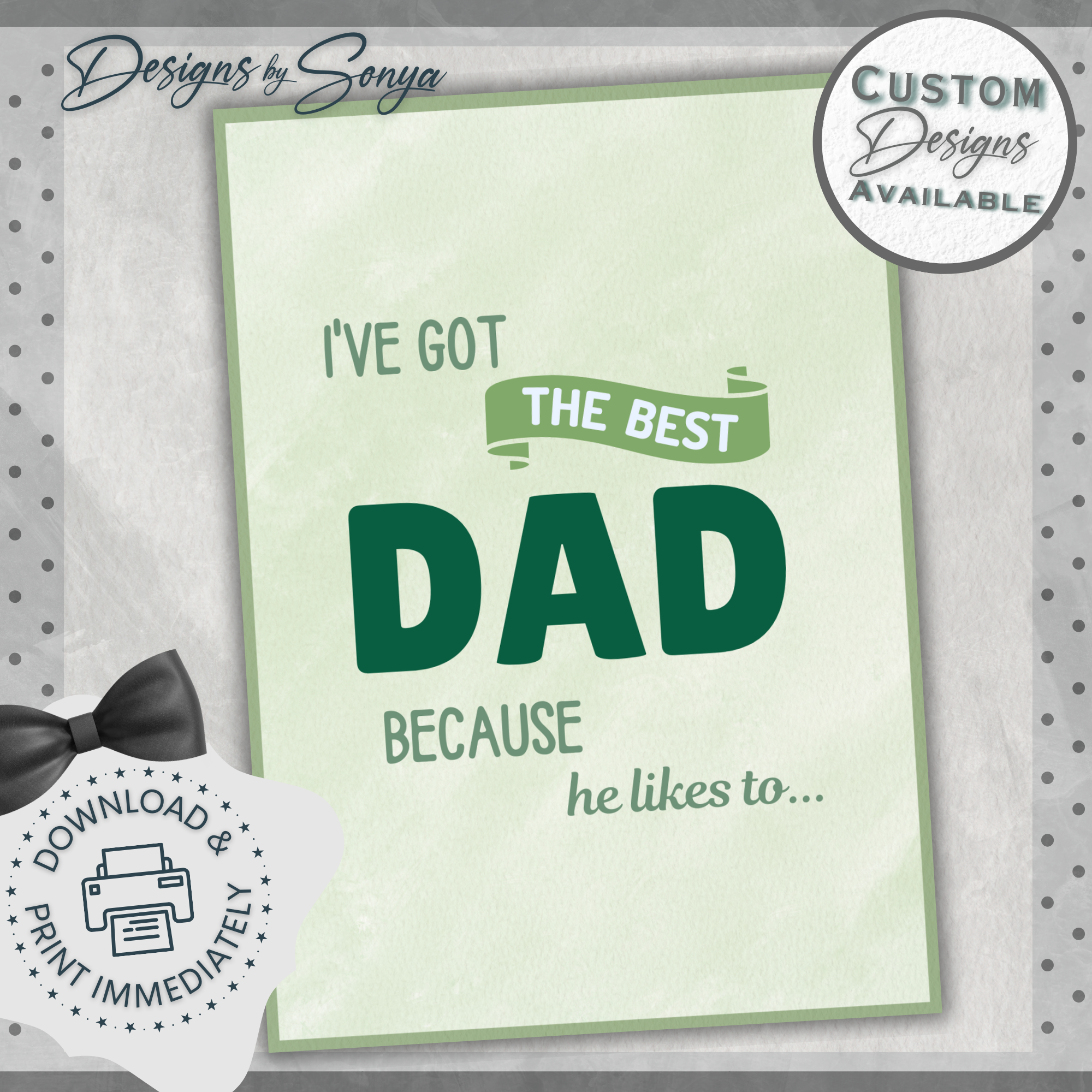 Father's Day | Simple | Unique | Custom Designed | Printable Greeting Card | Matching Envelope Included | Instant Download | Print at Home