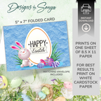 Happy Easter Cute Rabbit | Custom Designed | 5 x 7 Printable Greeting Card | Matching Envelope Included | Instant Download | Print from Home