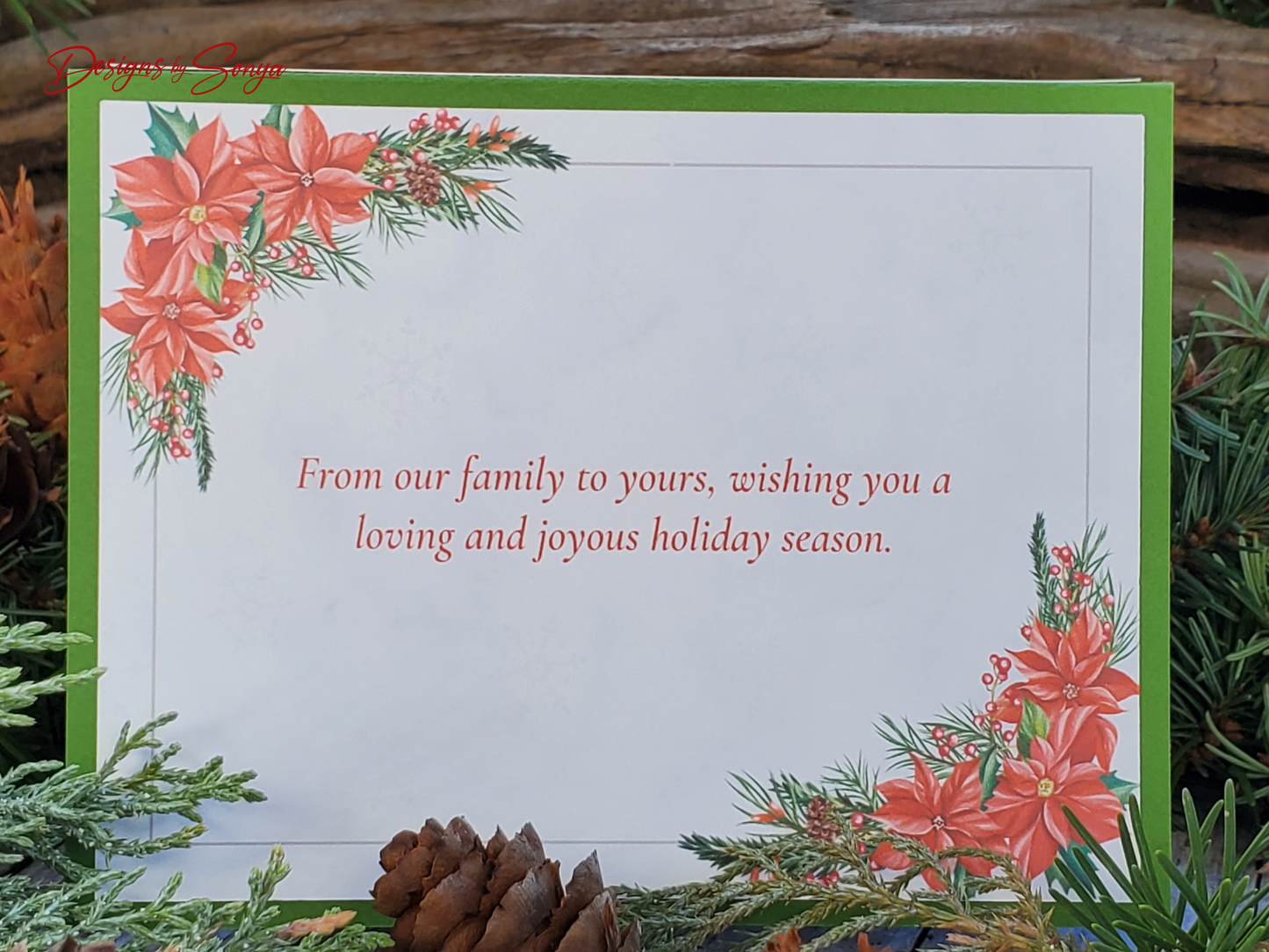 Elegant Merry Christmas Card | Handcrafted A2 - 4.25"x5.5" | Unique Green and Red Laser Cut | Festive Holiday Season's Greetings Card
