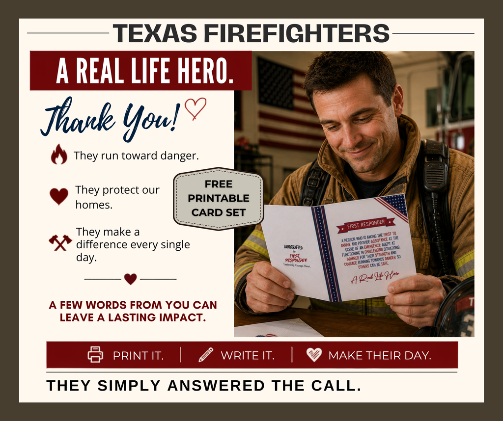 First Responder Thank You Card, A7 A Real Life Hero, Free Printable Card Set