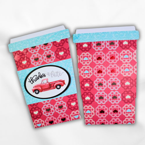 Coffee Gift Card Holder, Thanks a Latte Gift for Teachers, Coworkers & Friends, Red Vintage Truck