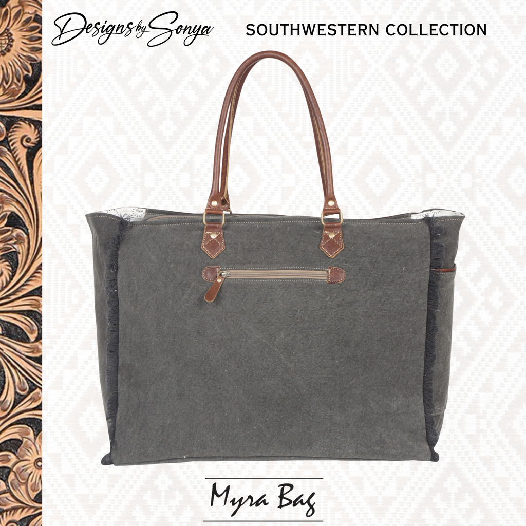 Classic Southwestern Elegance | Asterias Canvas and Hair-on Fur Leather Bag | Myra Bags | S-4393
