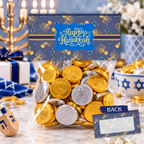 Printable Hanukkah Treat Bag Topper Collection | 4 Different Designs | Menorah & Dreidel Candy Bag Toppers | Jewish Holiday Party Favors | 4" x 2" PDF Download