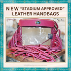 Azura Clear Crossbody Bag by Myra in Magenta | Stadium Approved Western Leather Handbag with Fringe, Adjustable Strap, and Concho Detailing