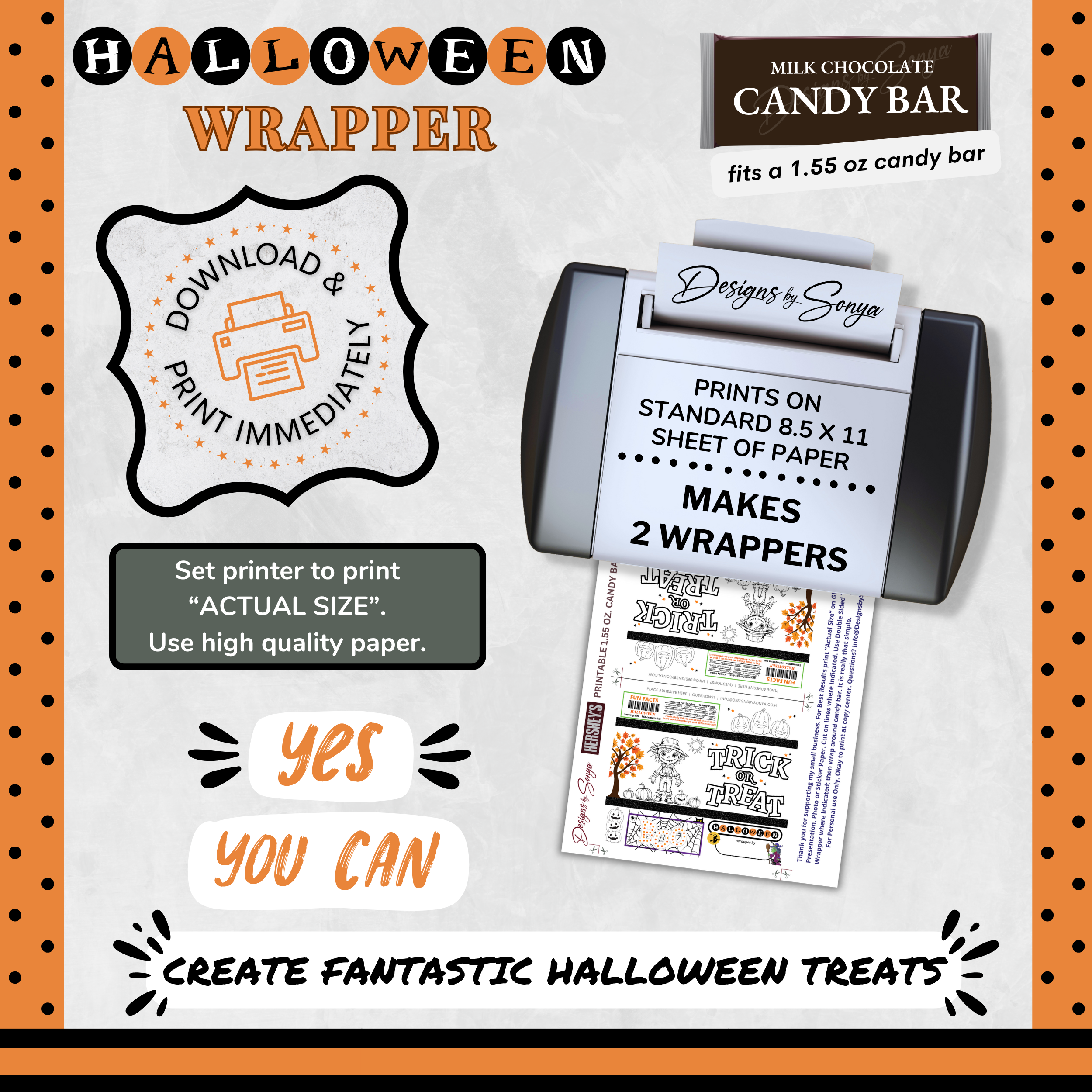 Classroom Activity for Teachers | Halloween Digital Coloring Candy Bar Wrapper | Instant Download Printable for Trick-or-Treat Party Favors