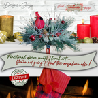 Functional Decor Stocking Holder
Festive cardinal stocking holder displayed on a Christmas mantel. Combines functional stocking hook with floral memorial arrangement, honoring loved ones while decorating for the holidays.