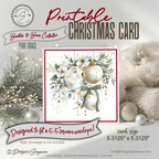 Elegant Printable Christmas Card | Watercolor Ornaments with Bows & Winter Florals | Holiday Greeting Card