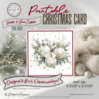Elegant Christmas Card Printable | White & Gold Ornaments with Winter Florals | Square Holiday Card