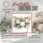 Printable Holiday Card | White & Gold Christmas Ornaments with Poinsettias | Elegant Square Card