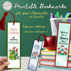 Printable Christmas Bookmarks | Set of 5 Holiday Animal Bookmarks | Classroom Gifts, Teacher Gifts & Stocking Stuffers | 2 x 7 PDF