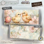 Baby Chick Easter Candy Bar Wrapper Printable – Watercolor Spring Happy Easter Chocolate Sleeve – Classroom, Church Treat Favor