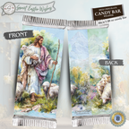 Good Shepherd Easter Candy Bar Wrapper Printable – Jesus with Lamb Watercolor Chocolate Wrap for 1.55 oz Bars – Religious Spring Basket Favor