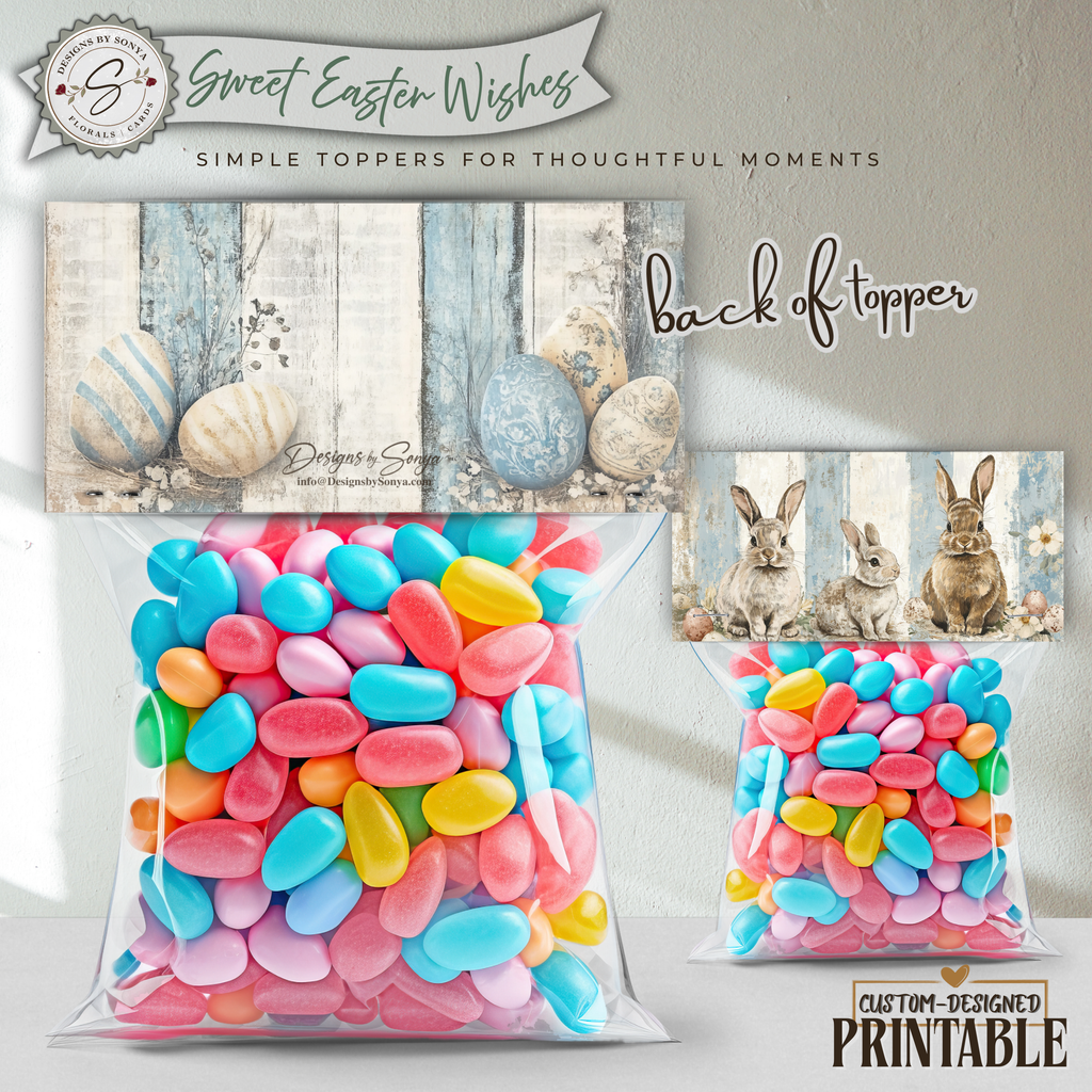 Easter Treat Bag Topper Printable – Sweet Easter Wishes Bunny Topper for DIY Easter Gifts, Classroom Treats & Spring Parties