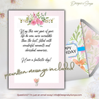 Prewritten Message Insert
Insert shows the included greeting: “May this new year of your life be even more incredible than the last, filled with wonderful moments and cherished memories. Have a fantastic day!”