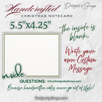 Front and Back of Notecard
Full view of Christmas notecard showing cardinal and poinsettia front design, paired with a coordinating patterned back for a complete handcrafted finish.