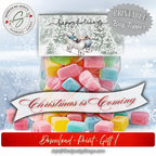 Christmas Is Coming Mockup
Bag filled with pastel candies topped with sleigh design; winter backdrop with “Christmas is Coming” banner for festive styling.