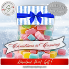 Printable Christmas Candy Bag Topper
Finished bag with colorful candy and the blue bow topper; showcases how the 4x2 printable creates a festive holiday gift; Download • Print • Gift.